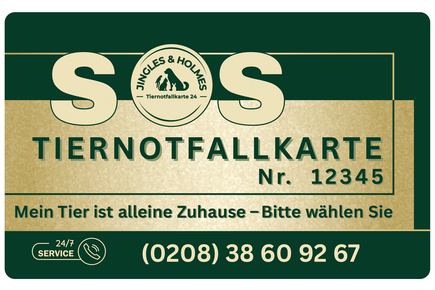 Tiernotfallkarte - Mein Tier ist alleine Zuhause